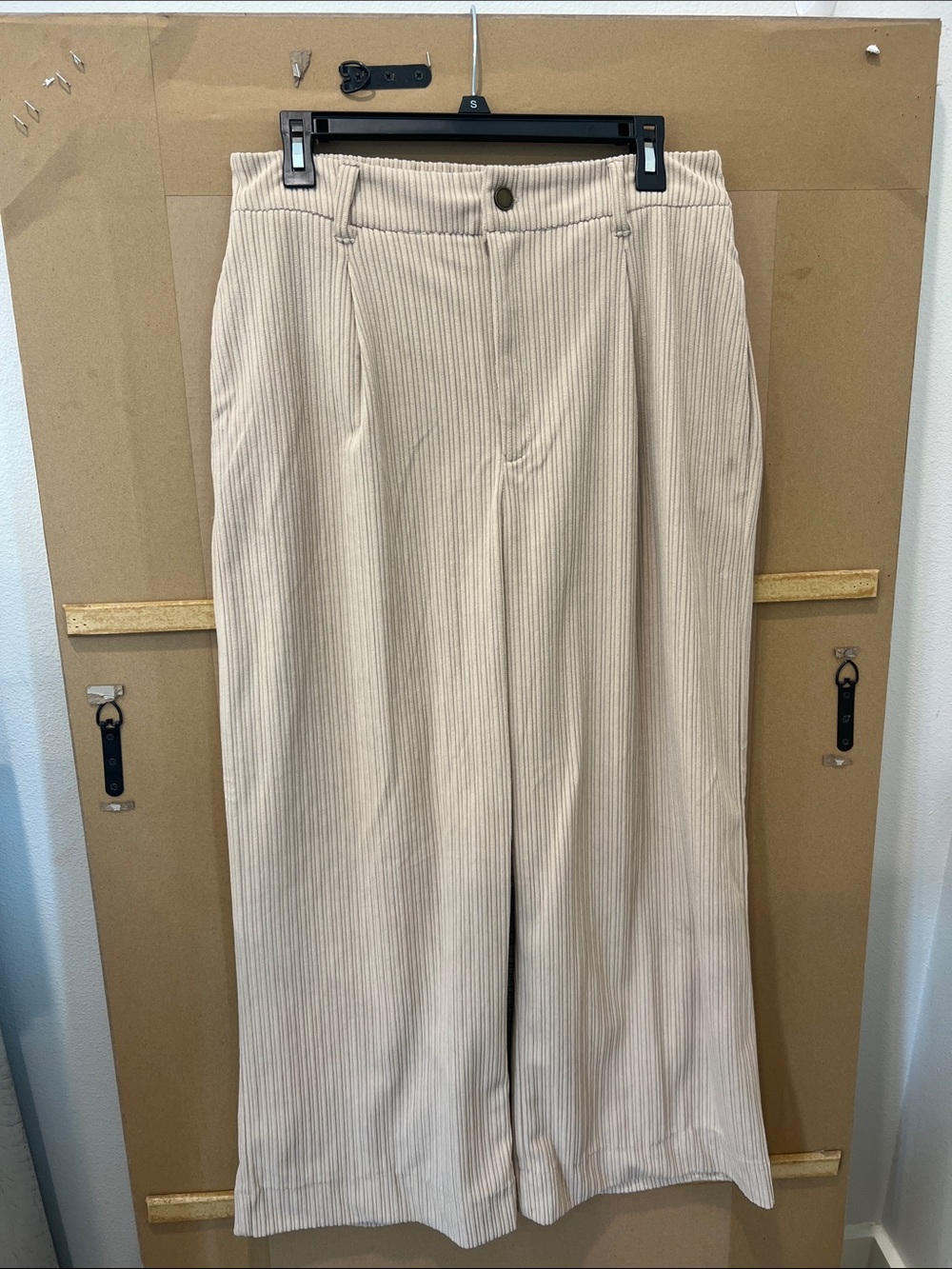 Copper Key Corduroy Cream Wide-Leg Pinstripe Pants